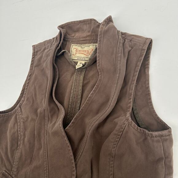 Vintage y2k Women's Brown Jimmy'z Western Boho Hippy Button Up Denim Vest Sz M - Picture 3 of 8